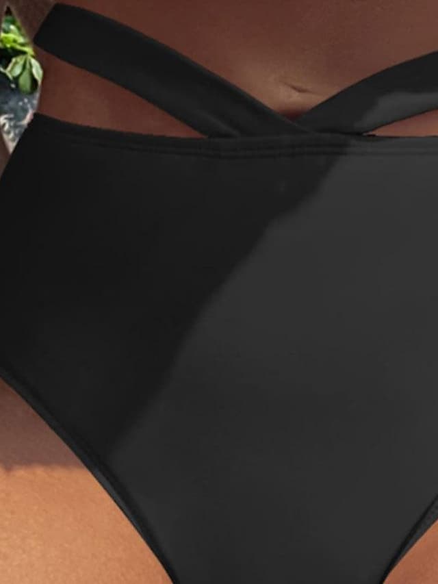 RTTMALL Women's Swimwear Tankini 2 Piece Normal Swimsuit 2 Piece Plain Black Pink Bathing Suits Sports Summer