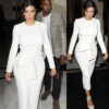 hot selling  spring and autumn pure color new dress white long sleeve slim fit pencil skirt women
