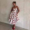 Women's sling waist-tight princess pettiskirt new floral dress summer women's high-grade