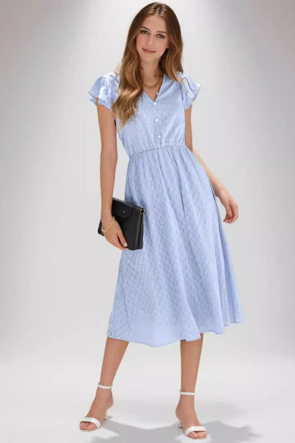 spring and summer new  leisure solid color and V-neck waist-tight fresh air women's clothing dress