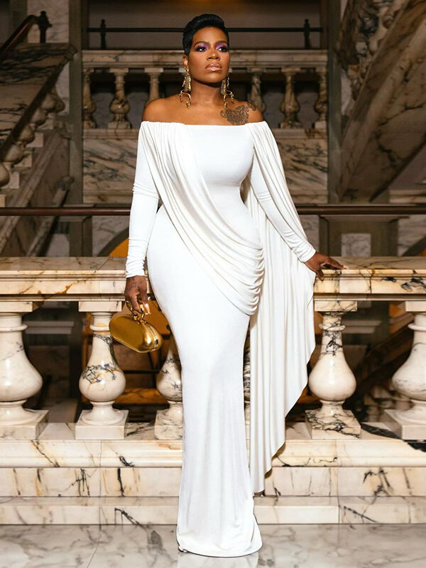 women's clothing autumn off-shoulder long sleeve pleated tight off-shoulder dress