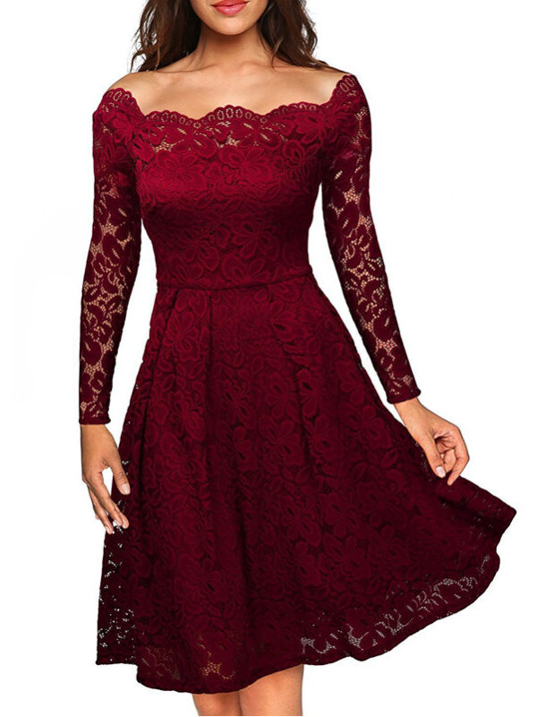 women's clothing off-shoulder lace dress