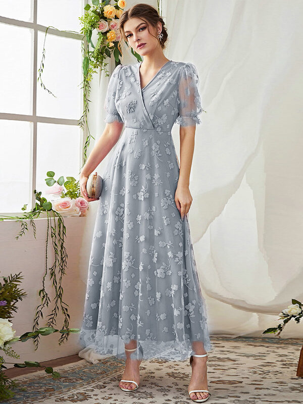 women's clothing Summer Fashion Casual Party mesh v-neck dress lined