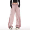 New plus size striped sports pants female autumn loose straight casual Pants Sweatpants