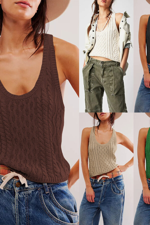 women's clothing fashion solid color sweater vest top