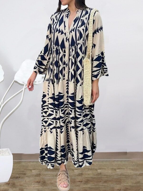 women's clothing autumn new pullover print bohemian dress