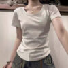 new round neck shoulder style top fashionable T-shirt women