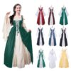 square collar binding waist Medieval Renaissance retro dress