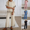 Women's leisure short-sleeved knitted trousers suit