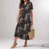 Women's retro style printed short sleeve dress