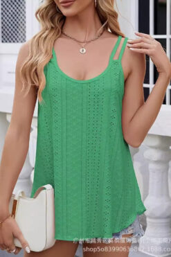 new solid color round neck double-shoulder strap women's camisole