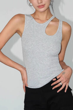 new design sense niche hollow sleeveless slim-fit short sleeve