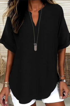 Europe and America cross border Amazon summer new fashion loose solid color women's casual shirt for women