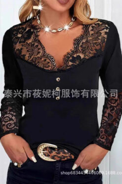 popular lace solid color casual dress